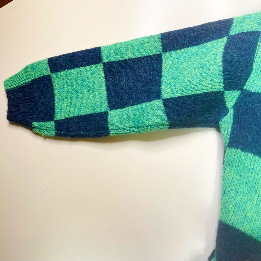 STINE GOYA Amara Cardigan Green Navy Checkered Size Medium - Picture 10 of 13